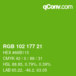 Color code: RGB 102 177 21 | qconv.com