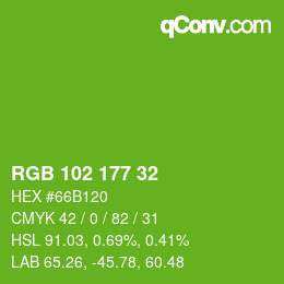 Color code: RGB 102 177 32 | qconv.com