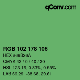 Color code: RGB 102 178 106 | qconv.com