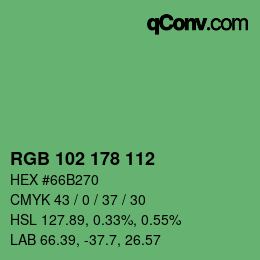 Color code: RGB 102 178 112 | qconv.com