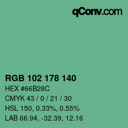 Color code: RGB 102 178 140 | qconv.com