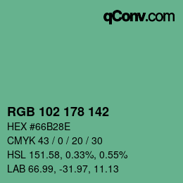 Color code: RGB 102 178 142 | qconv.com