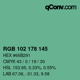 Color code: RGB 102 178 145 | qconv.com
