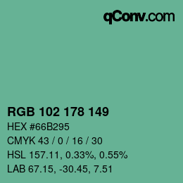 Color code: RGB 102 178 149 | qconv.com