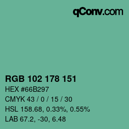 Color code: RGB 102 178 151 | qconv.com