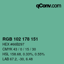 Color code: RGB 102 178 151 | qconv.com