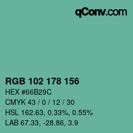 Color code: RGB 102 178 156 | qconv.com