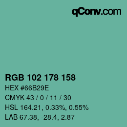 Color code: RGB 102 178 158 | qconv.com