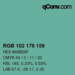 Código de color: RGB 102 178 159 | qconv.com