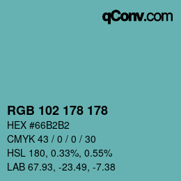 Color code: RGB 102 178 178 | qconv.com