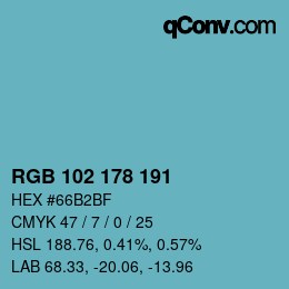 Color code: RGB 102 178 191 | qconv.com