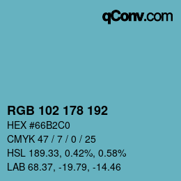 Color code: RGB 102 178 192 | qconv.com