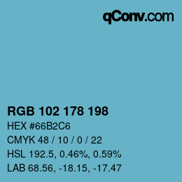 Color code: RGB 102 178 198 | qconv.com