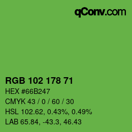 Color code: RGB 102 178 71 | qconv.com