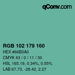 Color code: RGB 102 179 160 | qconv.com