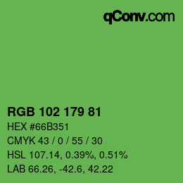Farbcode: RGB 102 179 81 | qconv.com