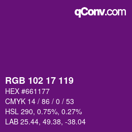 Color code: RGB 102 17 119 | qconv.com