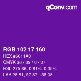 Color code: RGB 102 17 160 | qconv.com