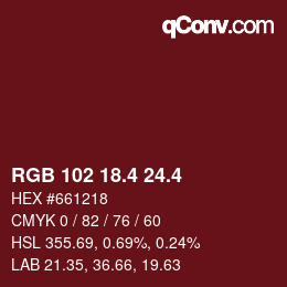カラーコード: RGB 102 18.4 24.4 | qconv.com
