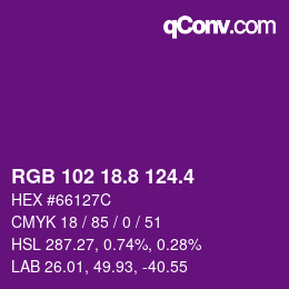 カラーコード: RGB 102 18.8 124.4 | qconv.com
