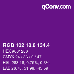 カラーコード: RGB 102 18.8 134.4 | qconv.com