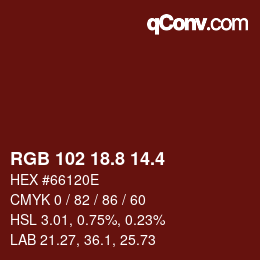 カラーコード: RGB 102 18.8 14.4 | qconv.com
