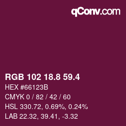カラーコード: RGB 102 18.8 59.4 | qconv.com