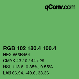 カラーコード: RGB 102 180.4 100.4 | qconv.com