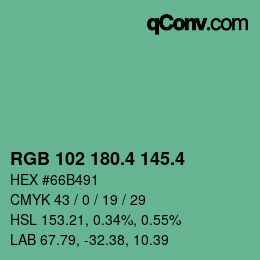 カラーコード: RGB 102 180.4 145.4 | qconv.com