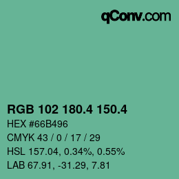 カラーコード: RGB 102 180.4 150.4 | qconv.com
