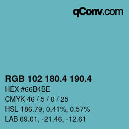 カラーコード: RGB 102 180.4 190.4 | qconv.com