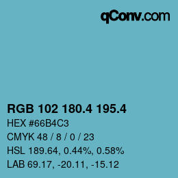 カラーコード: RGB 102 180.4 195.4 | qconv.com