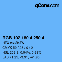 カラーコード: RGB 102 180.4 250.4 | qconv.com