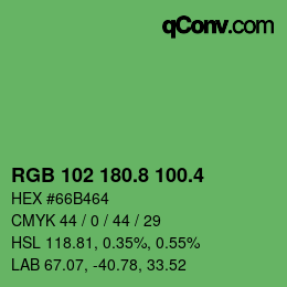 カラーコード: RGB 102 180.8 100.4 | qconv.com