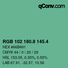 カラーコード: RGB 102 180.8 145.4 | qconv.com