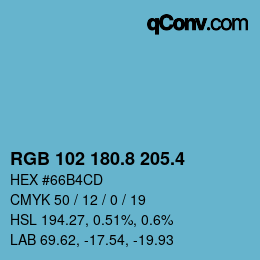 カラーコード: RGB 102 180.8 205.4 | qconv.com