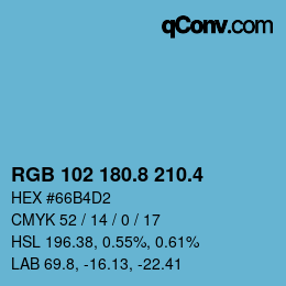 カラーコード: RGB 102 180.8 210.4 | qconv.com