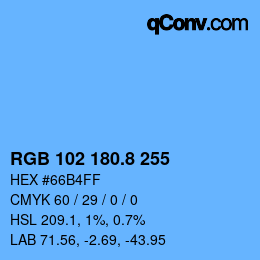 カラーコード: RGB 102 180.8 255 | qconv.com