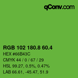 カラーコード: RGB 102 180.8 60.4 | qconv.com