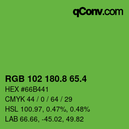 カラーコード: RGB 102 180.8 65.4 | qconv.com