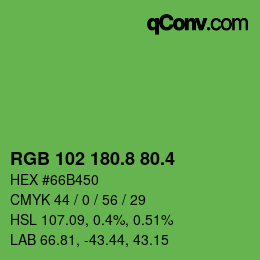 カラーコード: RGB 102 180.8 80.4 | qconv.com