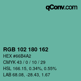 Color code: RGB 102 180 162 | qconv.com