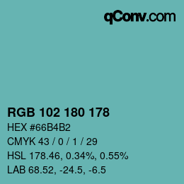 Color code: RGB 102 180 178 | qconv.com
