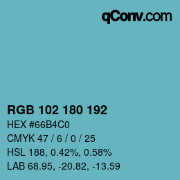 Color code: RGB 102 180 192 | qconv.com