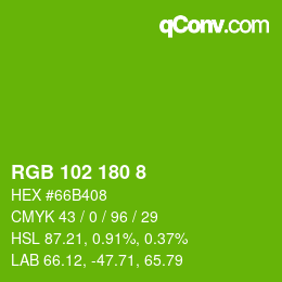 Color code: RGB 102 180 8 | qconv.com