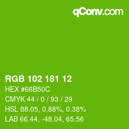 Color code: RGB 102 181 12 | qconv.com