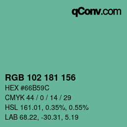 Color code: RGB 102 181 156 | qconv.com