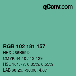 Color code: RGB 102 181 157 | qconv.com