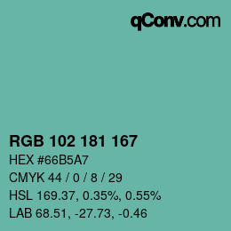 Color code: RGB 102 181 167 | qconv.com