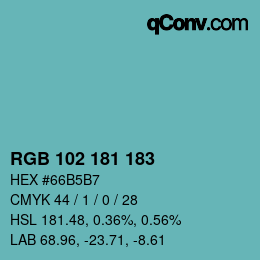 Color code: RGB 102 181 183 | qconv.com
